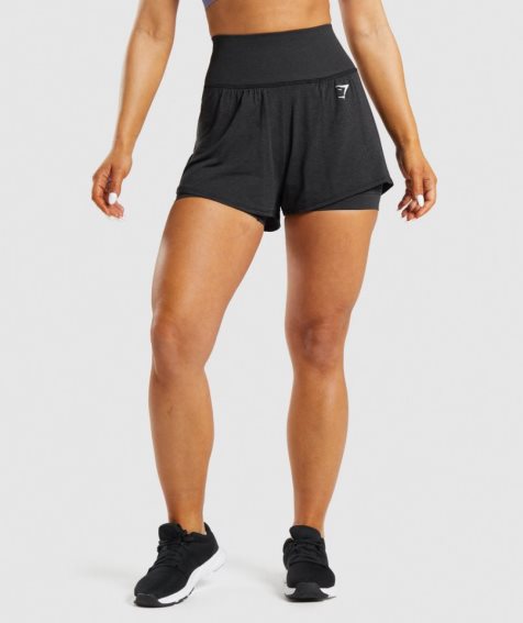 Women's Gymshark Vital Seamless 2.0 2-in-1 Shorts Black | CA D15087